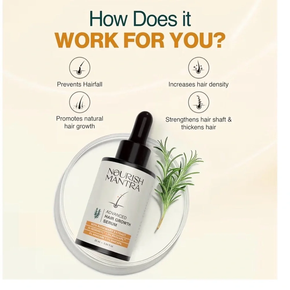 Nourish Mantra Advanced Hair Growth Serum Rosemary Redensyl Luxe 25ml Scalp Care